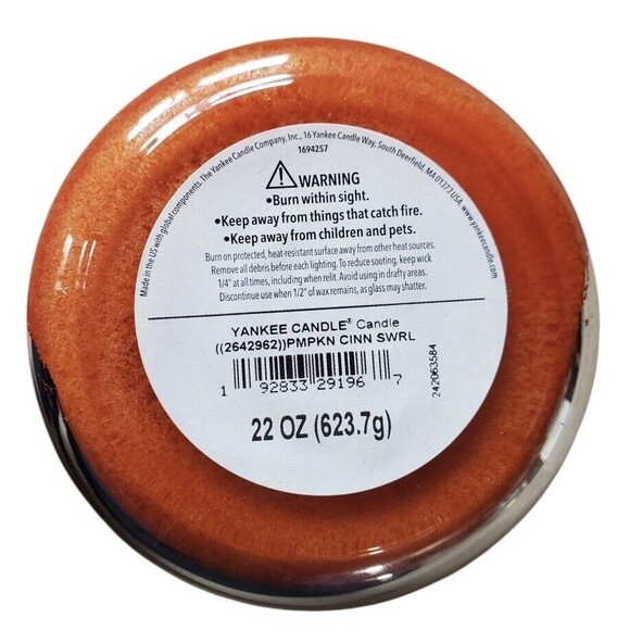 Yankee Candle Pumpkin Cinnamon Swirl Original Large Jar 22 oz NEW - Picture 3 of 4